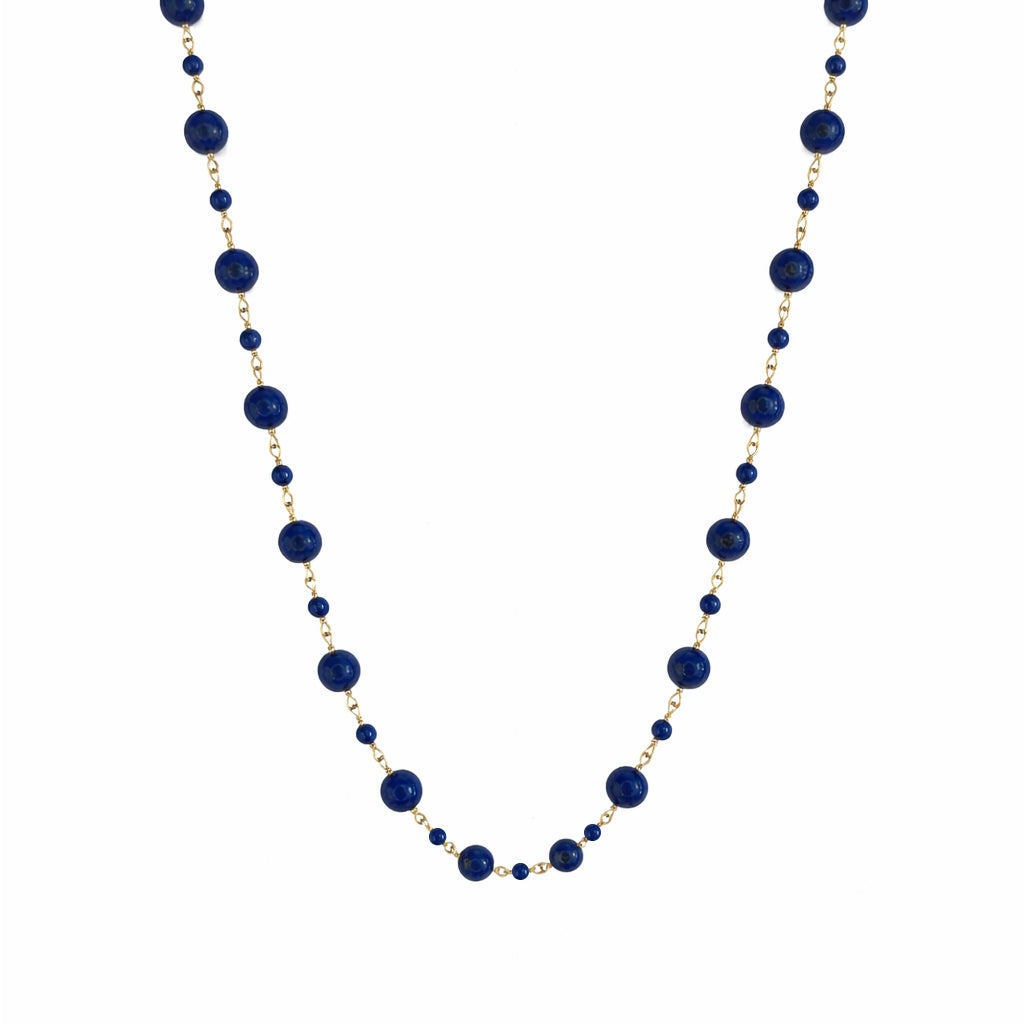 14k Lapis 1x1 Alternate Link Necklace