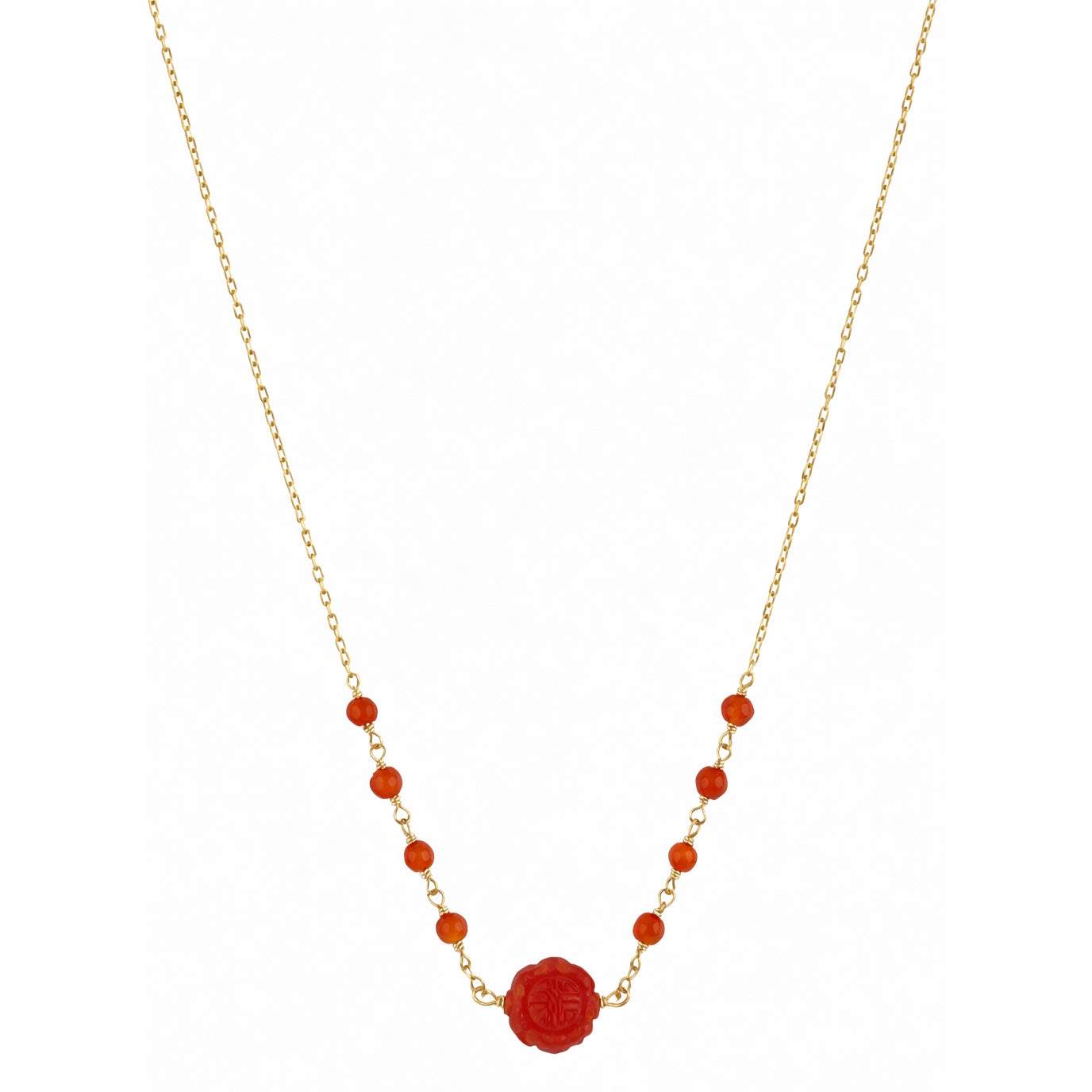 14k Carnelian Link Center Necklace