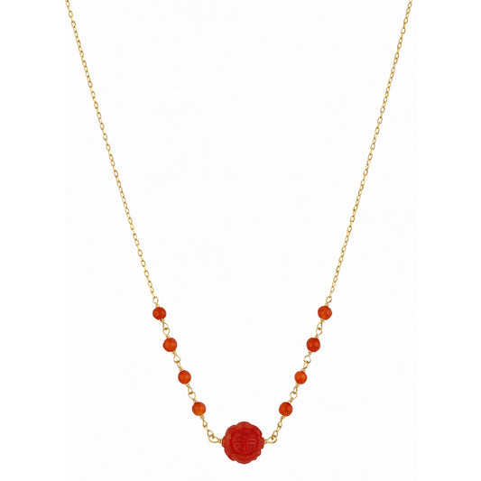 14k Carnelian Link Center Necklace