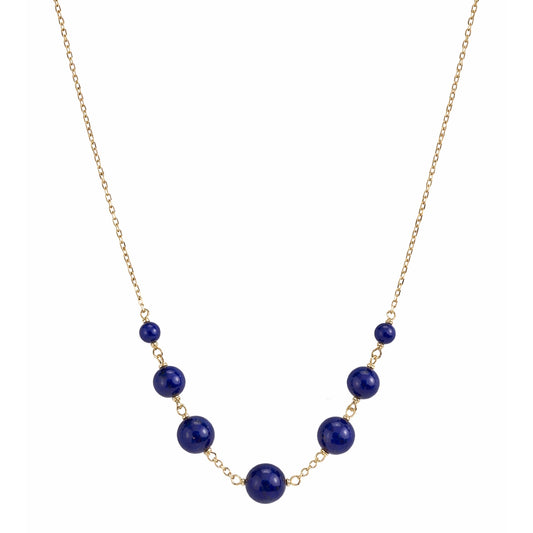 14k Lapis Graduated Link Center Necklace