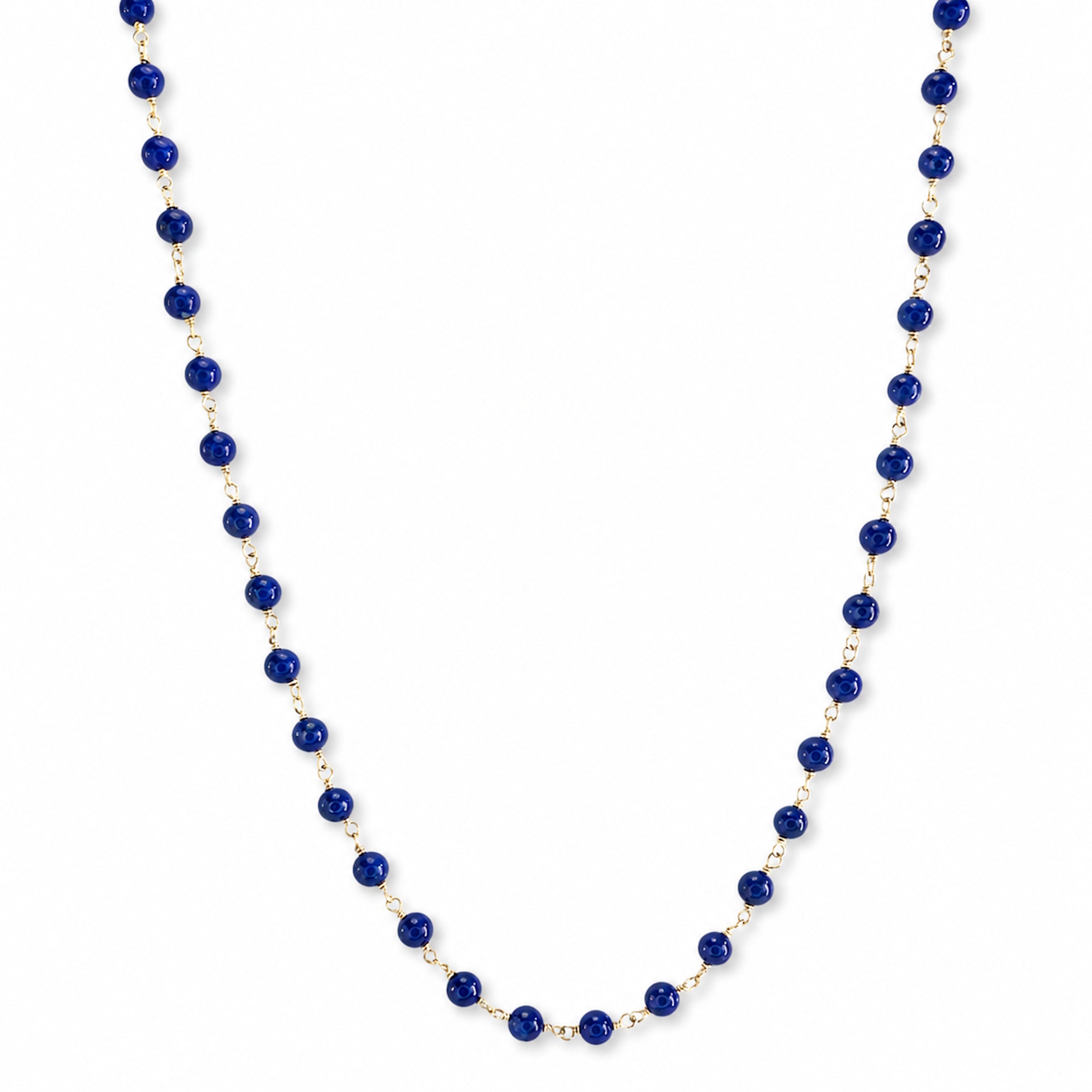14k Lapis 4MM Link Necklace