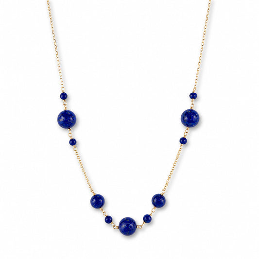 14k Lapis Station Necklace