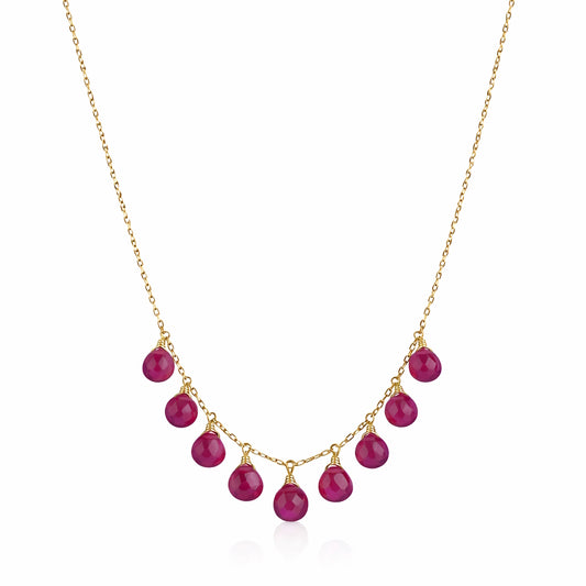 14k Pink Tourmaline Heart Drop Necklace