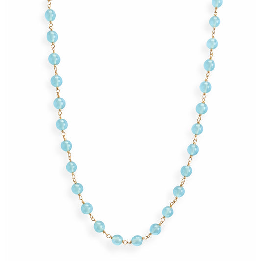 14k Chalcedony Faceted Round Link Necklace