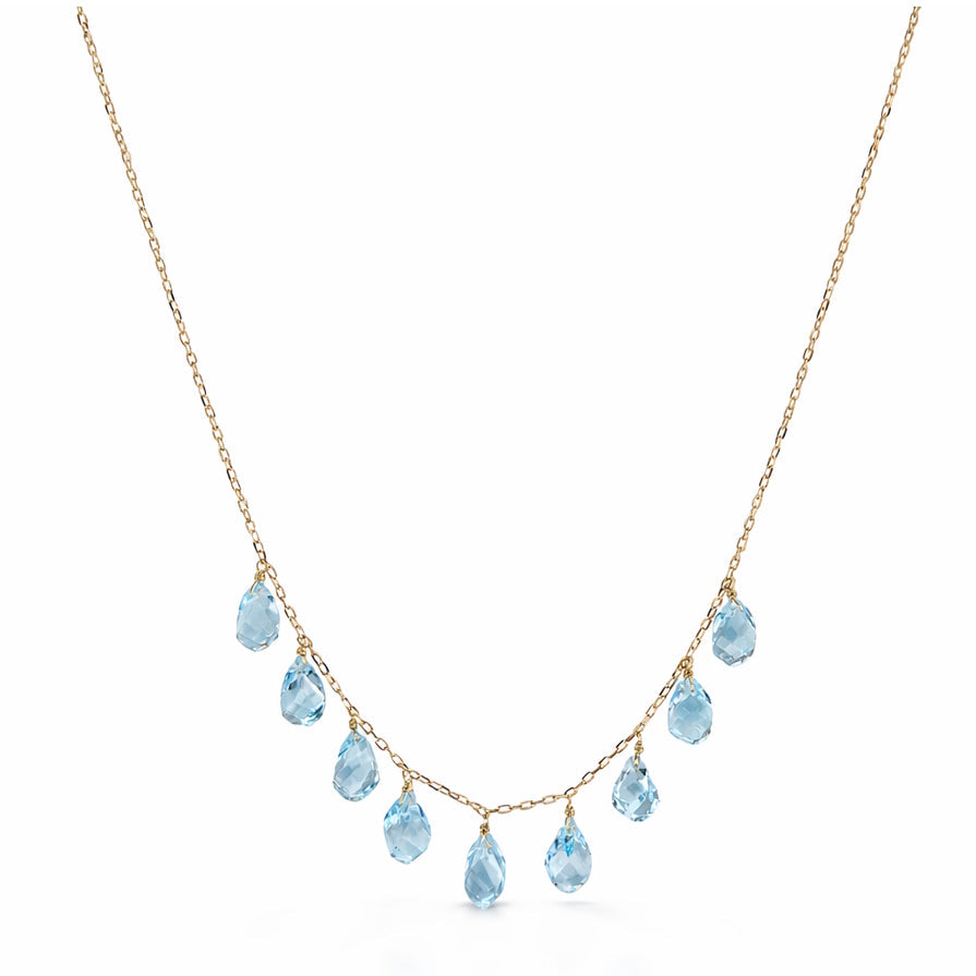 14k Blue Topaz Twist Drop Necklace