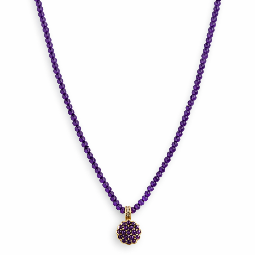 14k Gemstones Small Beads with Mix Pendant Necklace