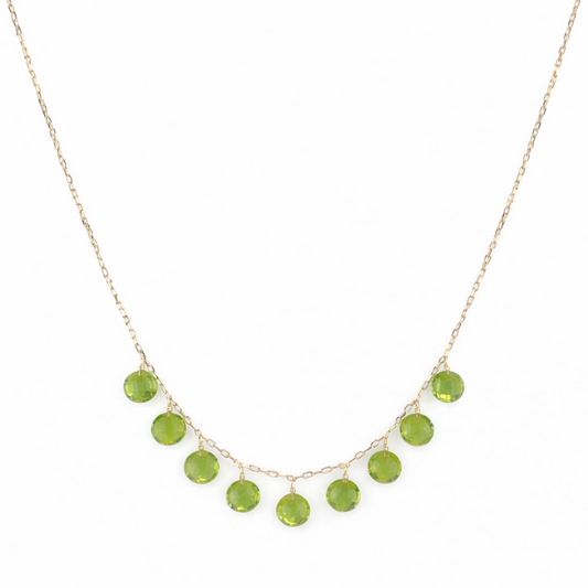 14k Peridot Coin Drop Necklace