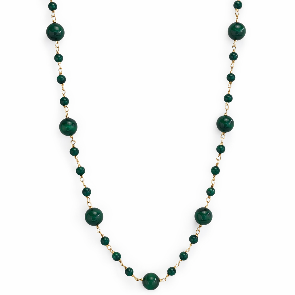 14k Malachite Link Station Necklace