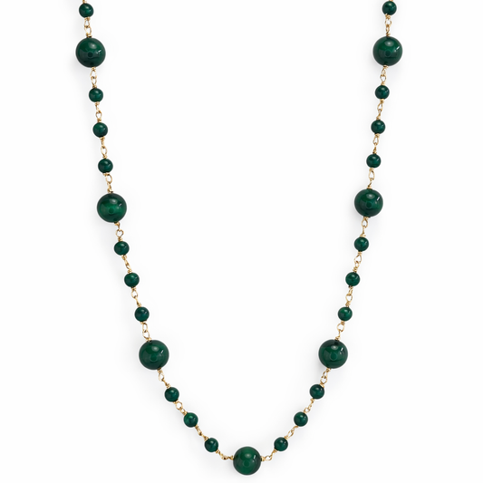 14k Malachite Link Station Necklace