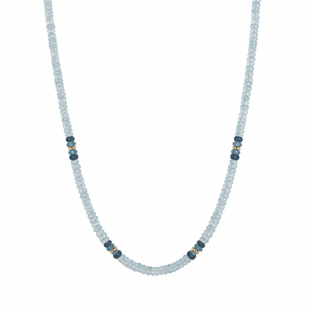 14k Mix Gemstones 4 Station Necklace