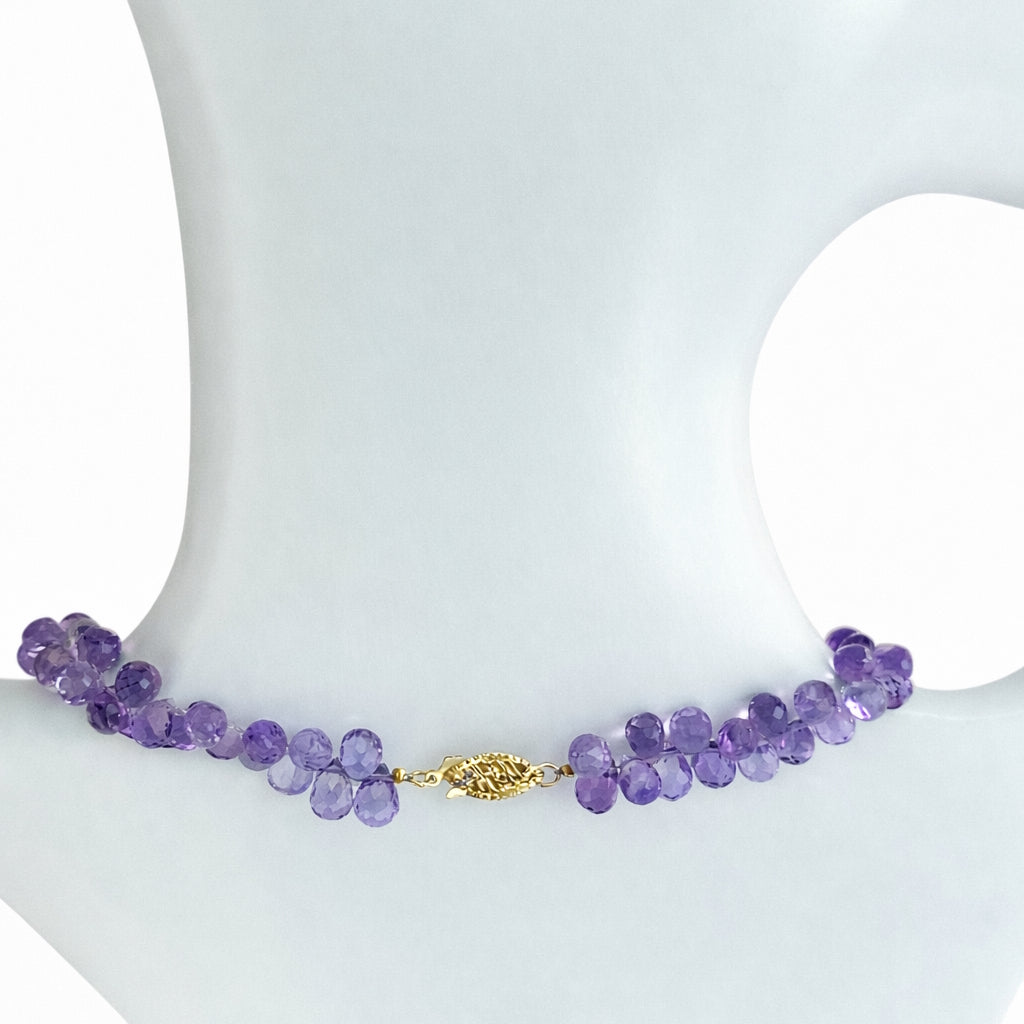 14k Amethyst & Pink Tourmaline Drop 5 Station Link Necklace