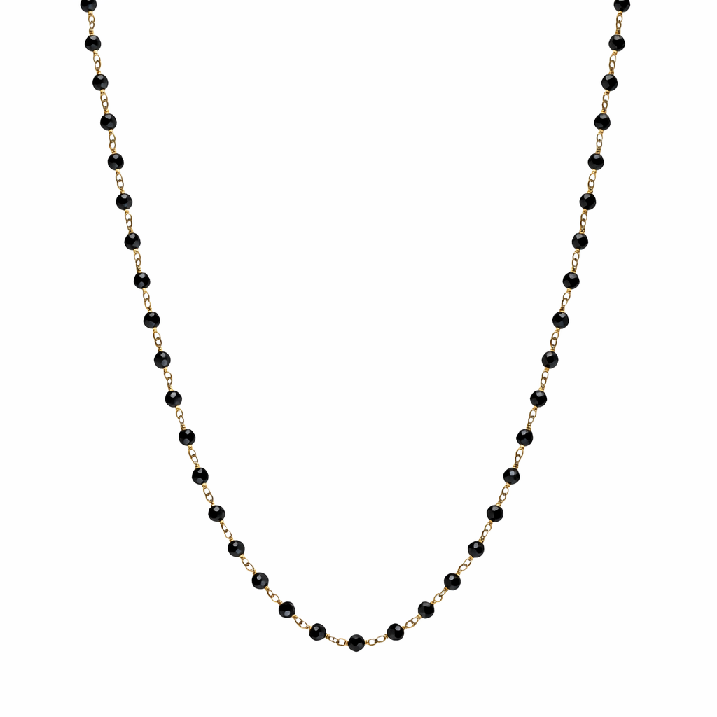 14k Black Spinel Link Necklace