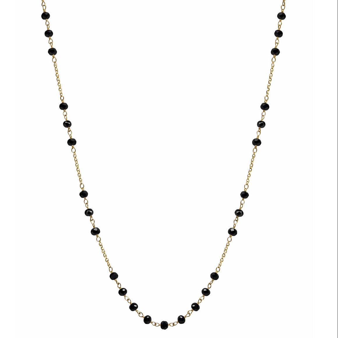 14k Black Spinel Station Link Necklace