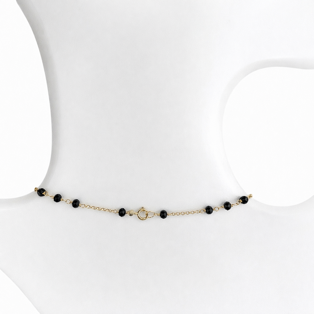 14k Black Spinel Station Link Necklace