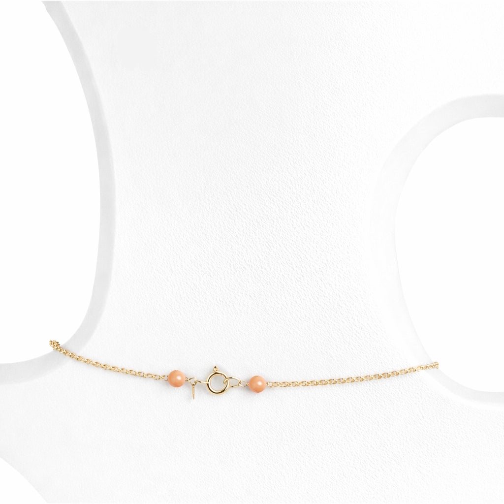 14k Pink Coral Fancy Station Necklace