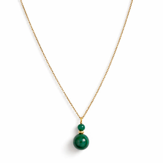 14k Malachite Gold Rondel Pendant Necklace