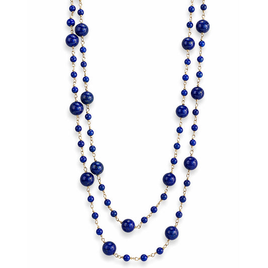 14k Lapis Station Link Necklace