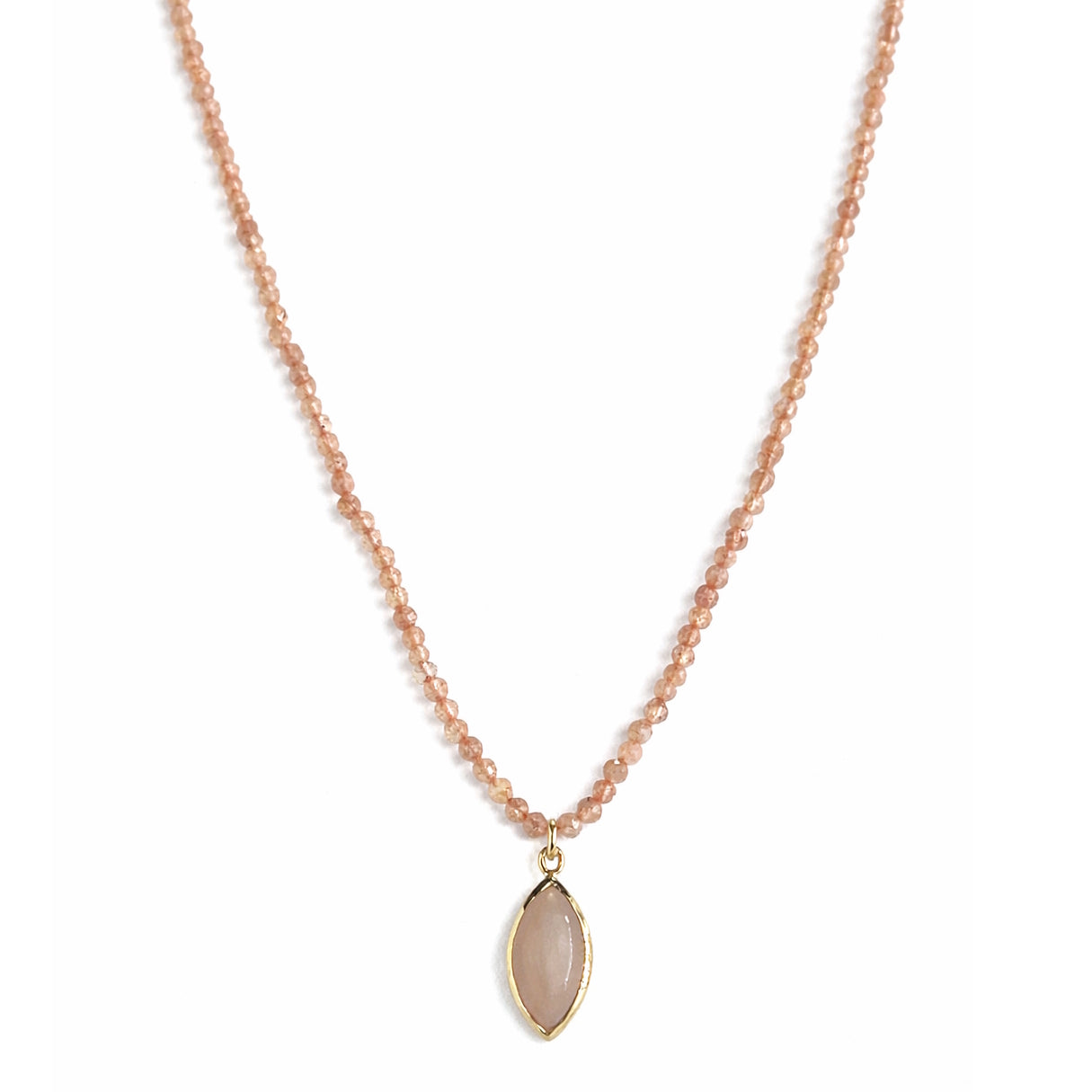 14k Gemstones Small Beads with Mix Pendant Necklace