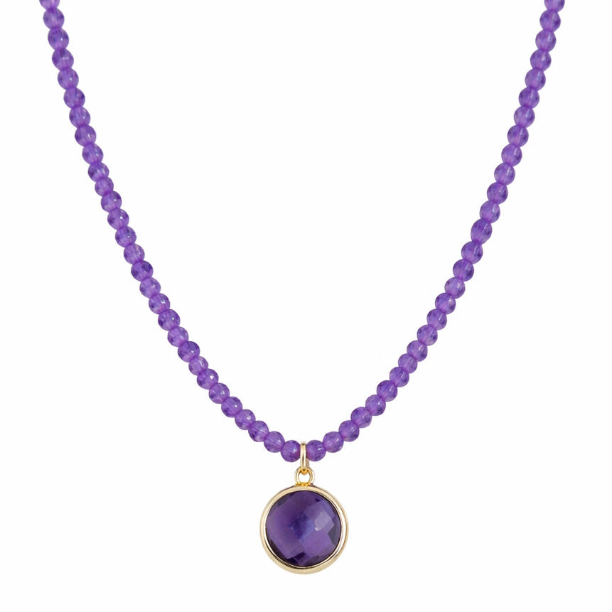 14k Gemstones Small Beads with Mix Pendant Necklace