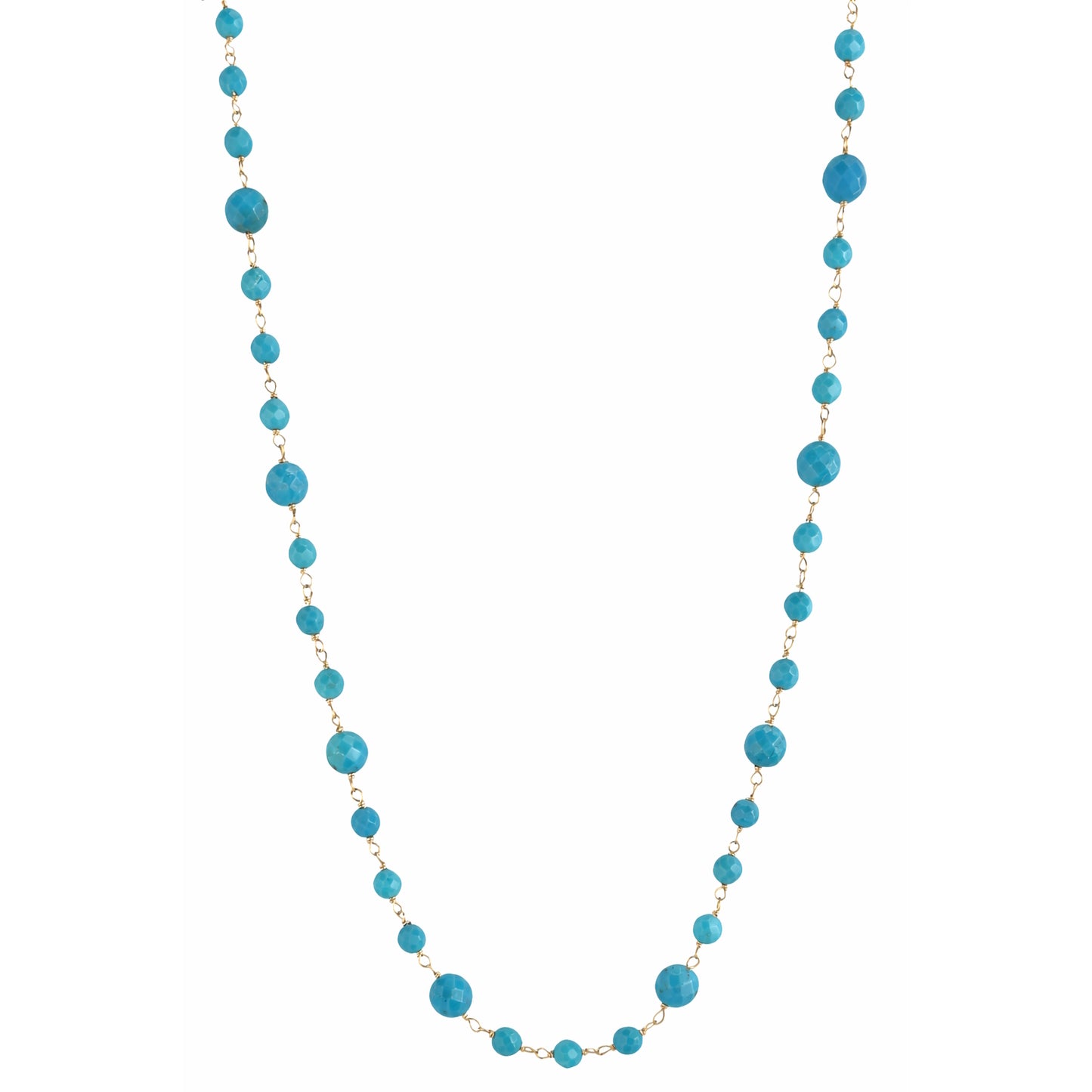 14k Turquoise Link Station Necklace