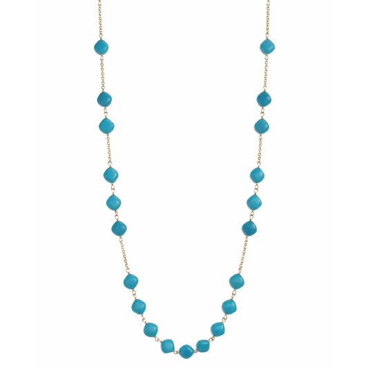 14k Turquoise Rhombus Link Station Necklace