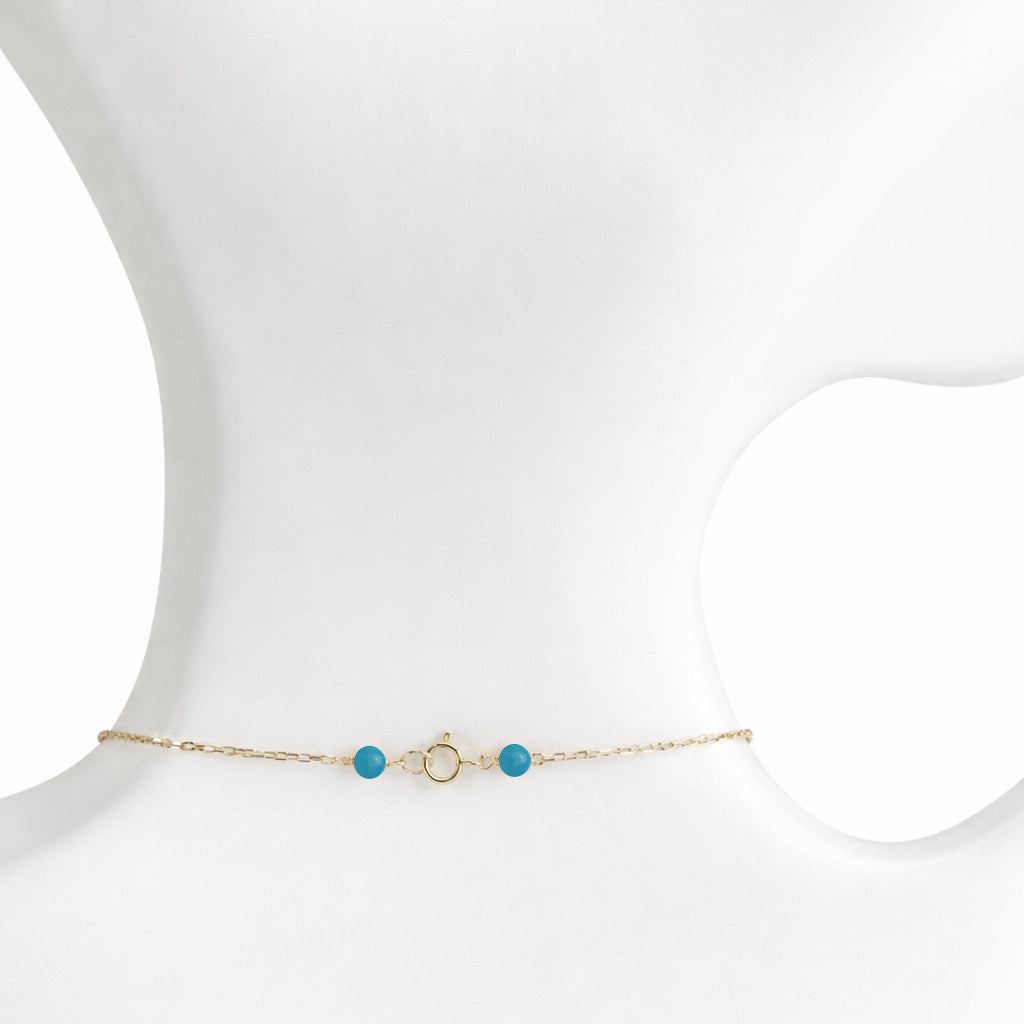 14k Turquoise Rhombus Link Station Necklace