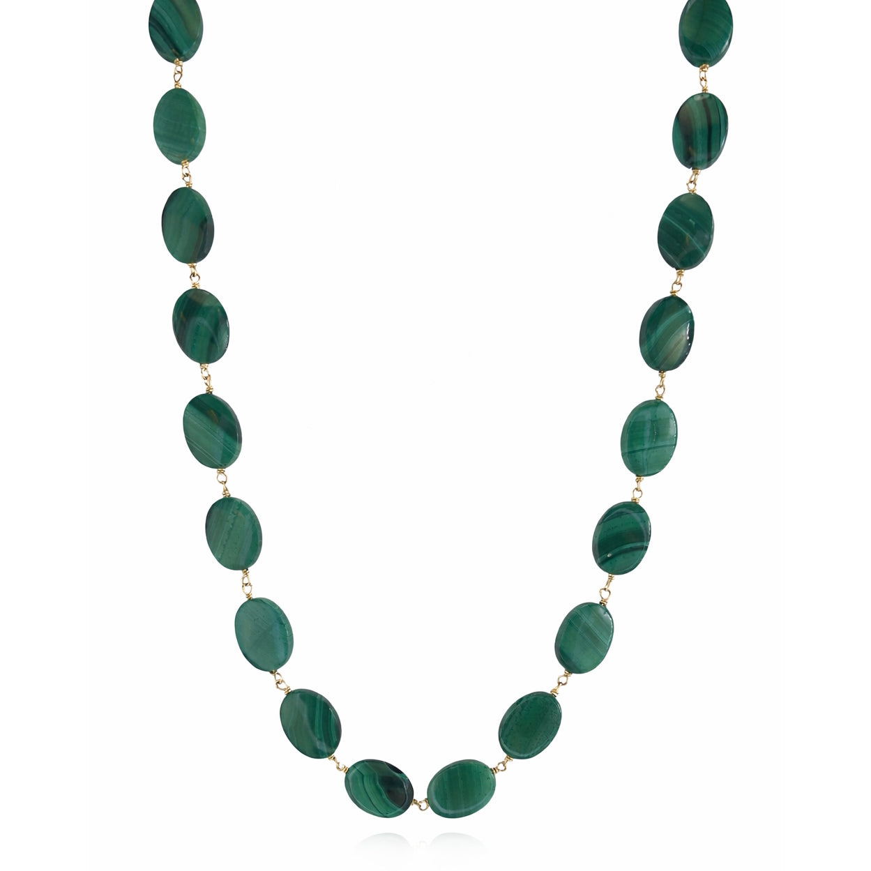 14k Malachite Oval Link Necklace