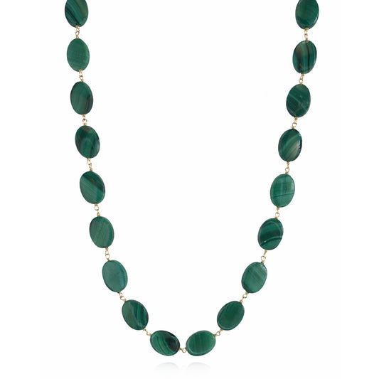 14k Malachite Oval Link Necklace