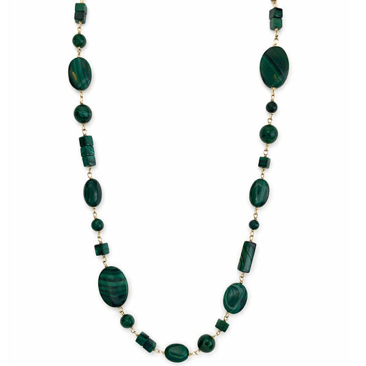 14k Malachite Mixed Shape Link Necklace