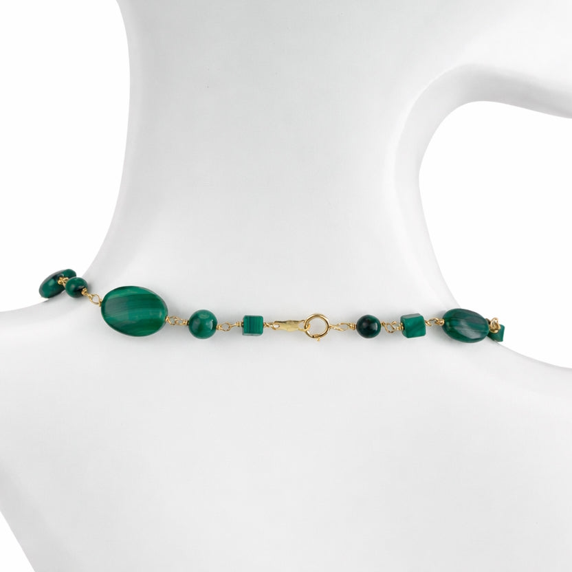 14k Malachite Mixed Shape Link Necklace