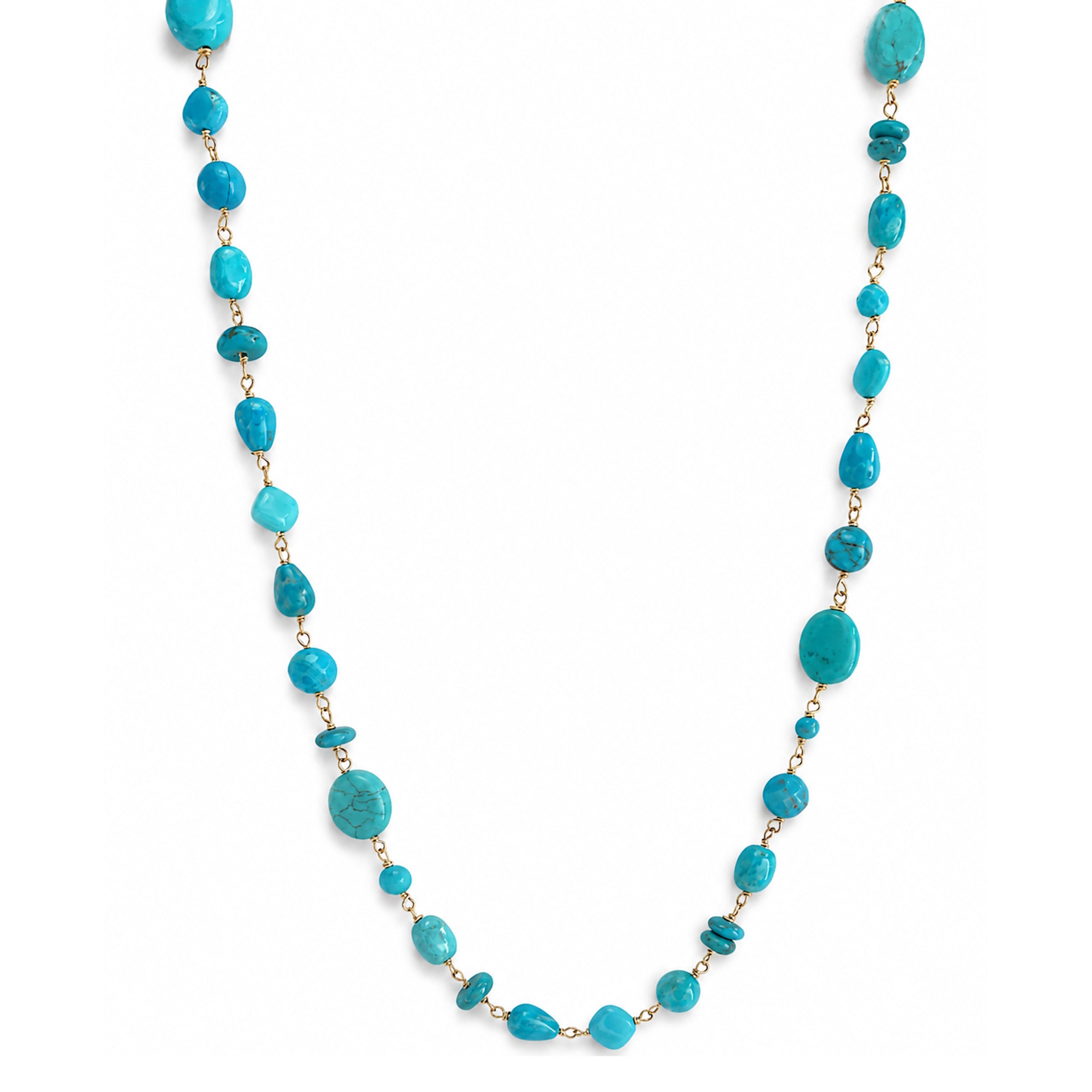 14k Turquoise Mixed Shape Link Necklace