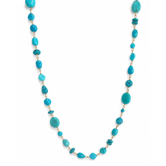 14k Turquoise Mixed Shape Link Necklace