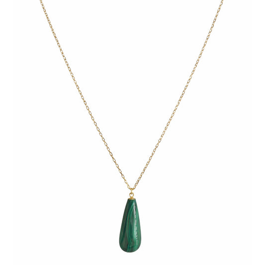 14k Malachite Drop Pendant Necklace