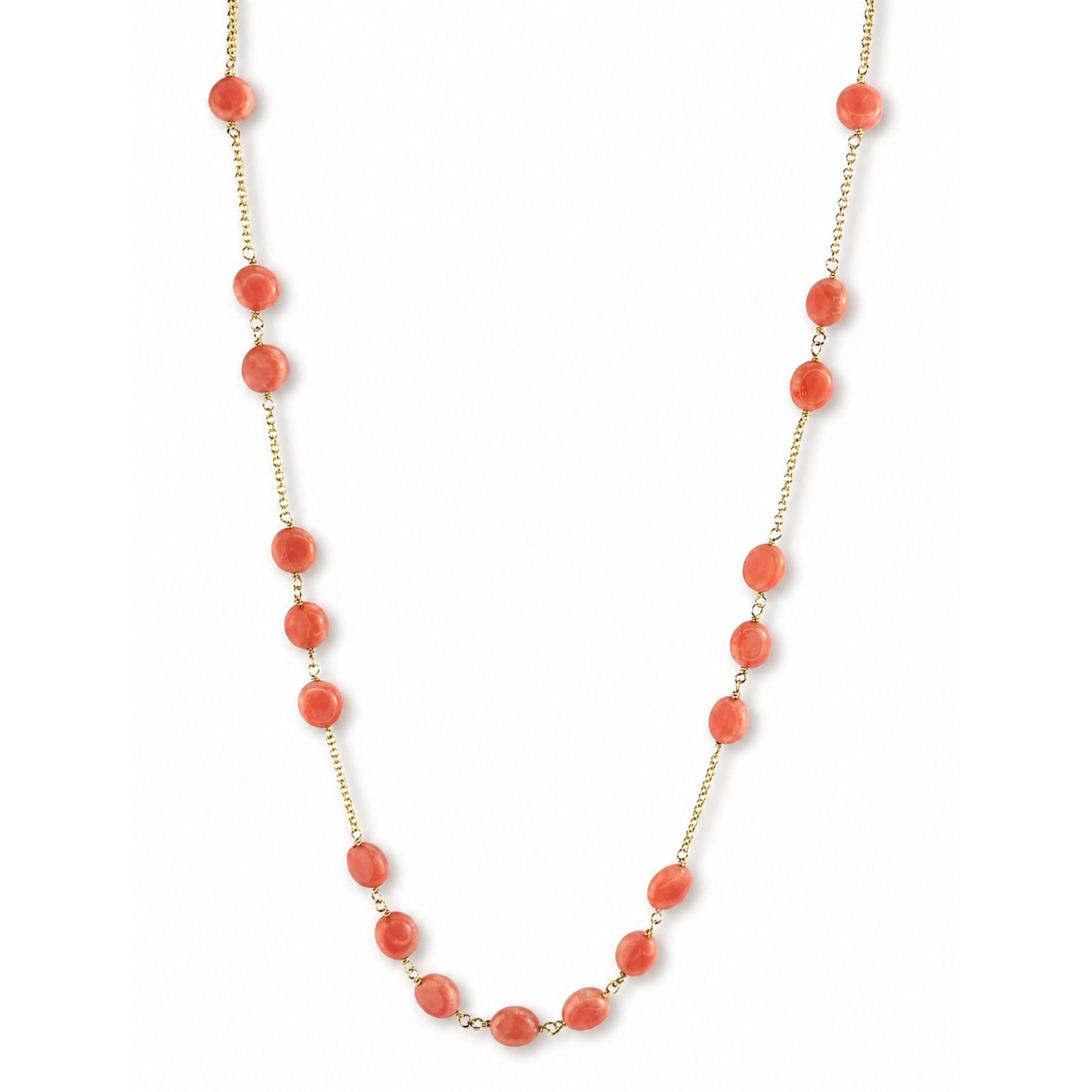 14k Pink Coral Coin Station Necklace