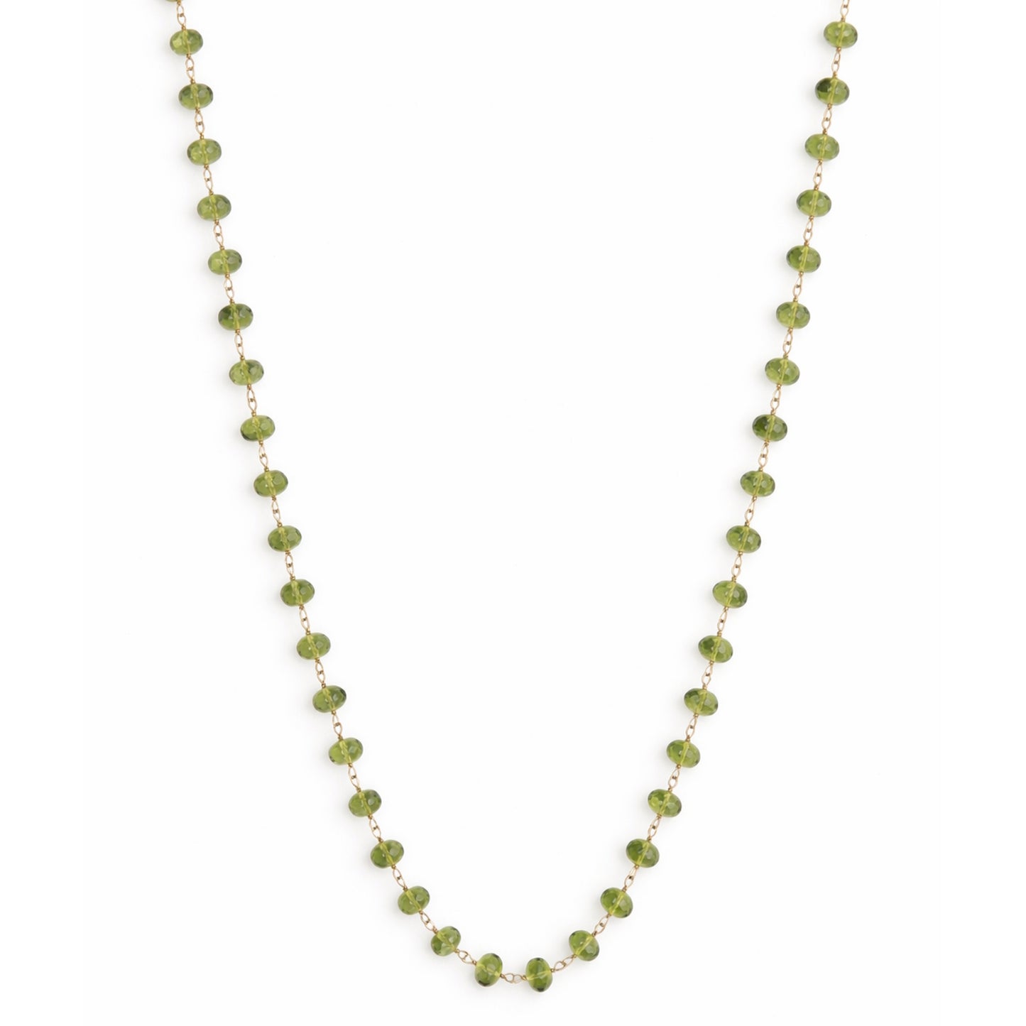14k Peridot Faceted Roundel Link Necklace