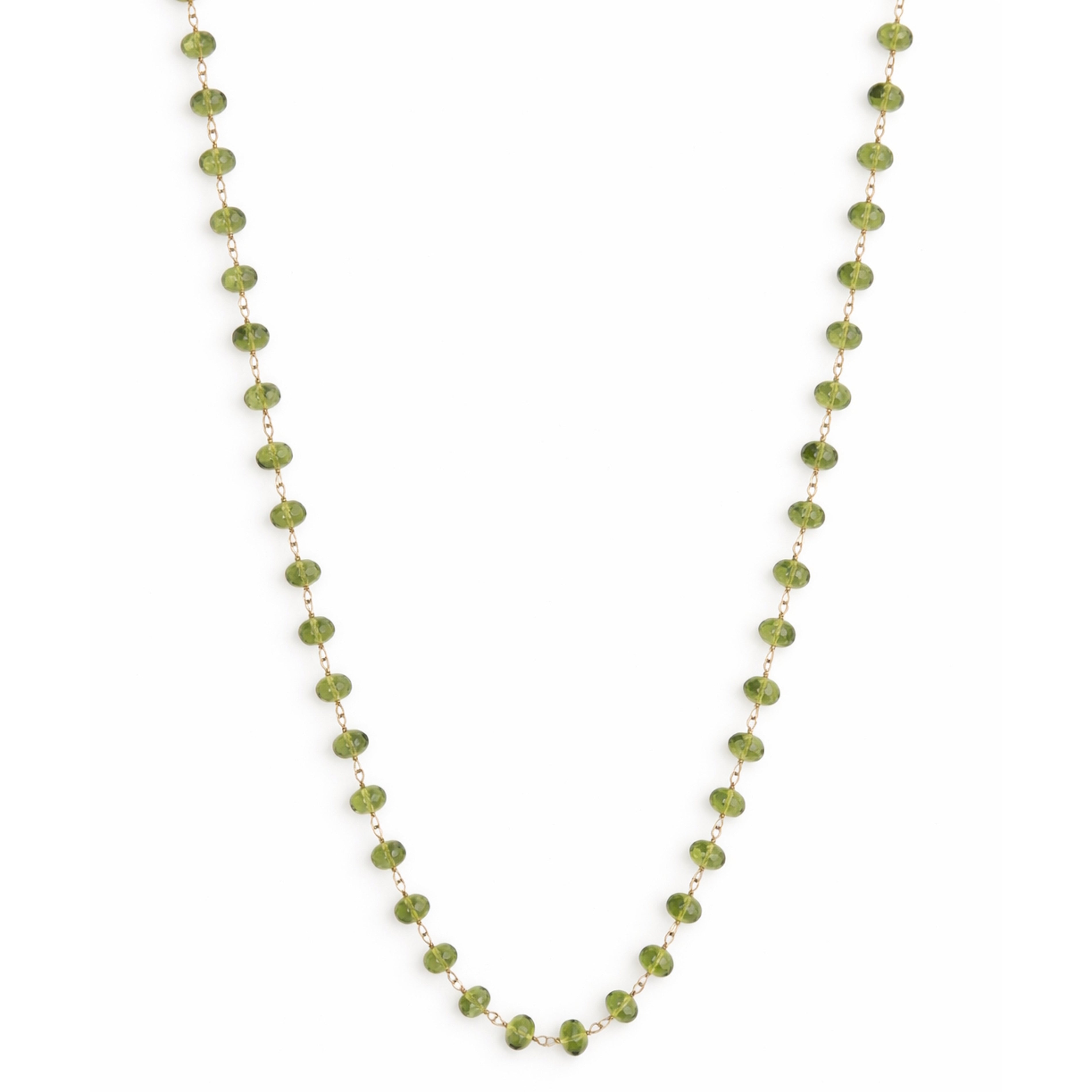 14k Peridot Faceted Roundel Link Necklace