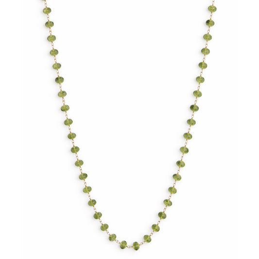 14k Peridot Faceted Roundel Link Necklace