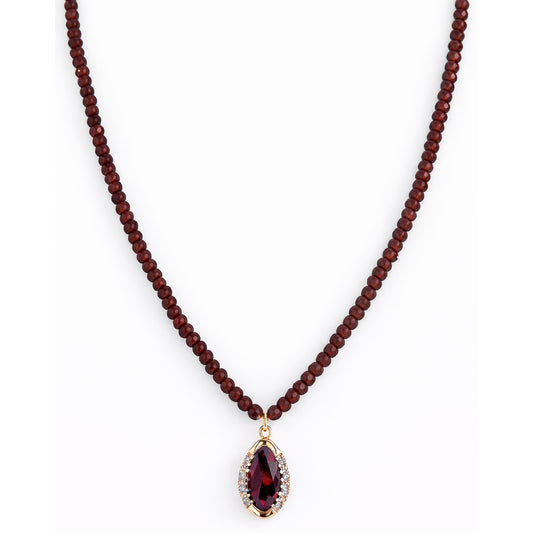 14k Garnet & Diamond 0.025CT Garnet Pendant Necklace