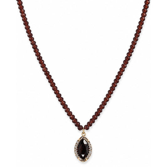 14k Garnet Diamond 0.025CT & Garnet Pendant Necklace