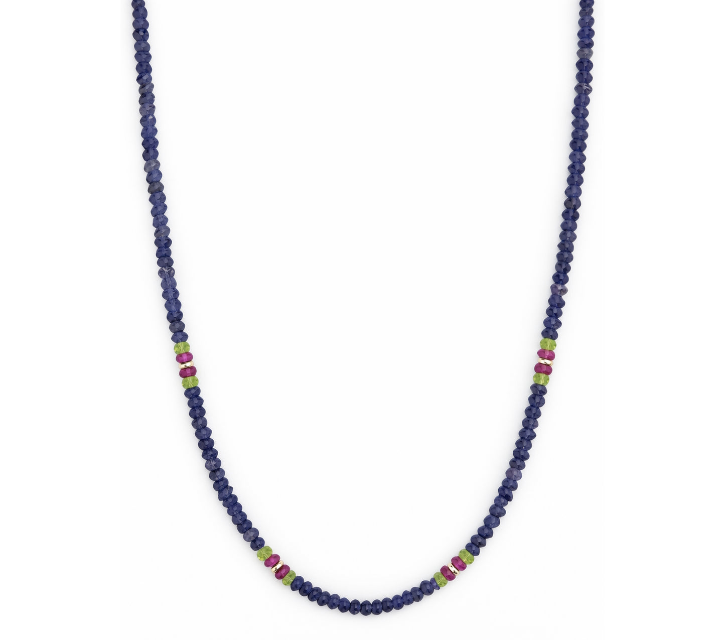 14k Mix Gemstones 4 Station Necklace