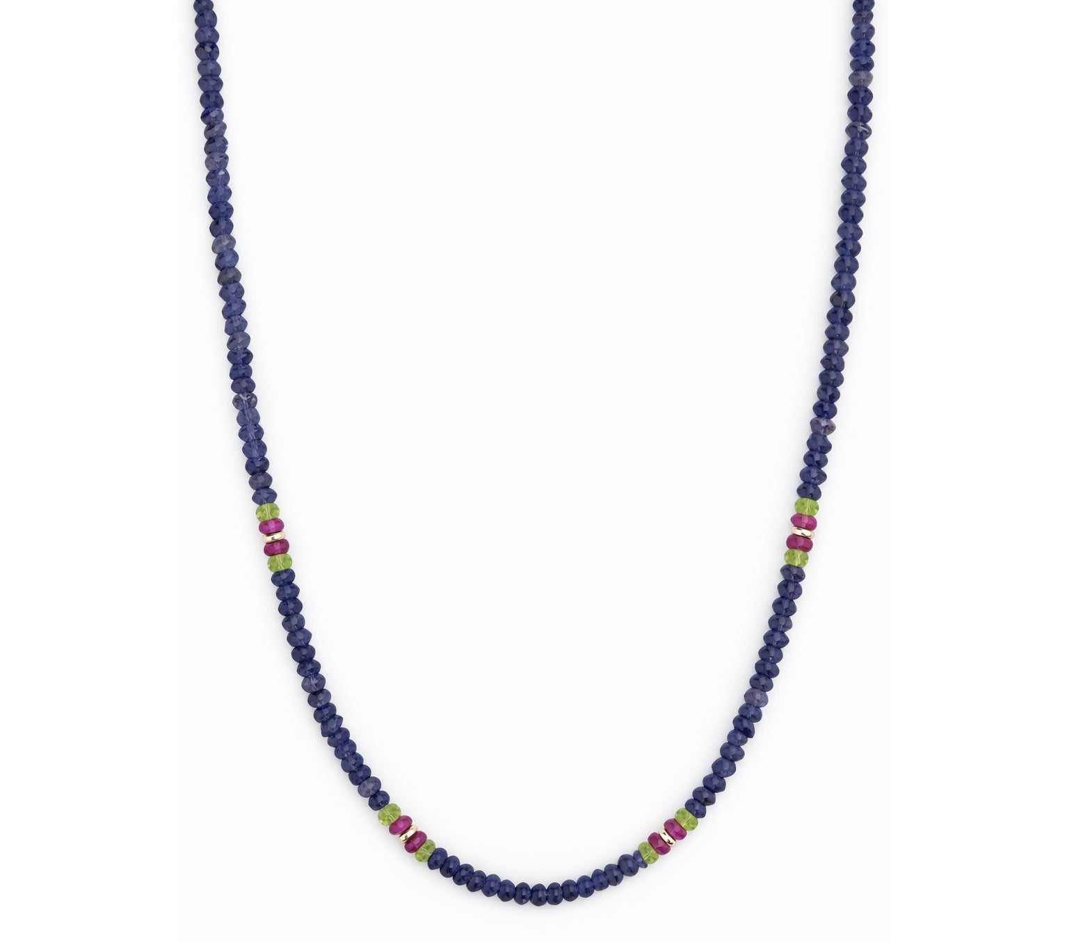 14k Mix Gemstones 4 Station Necklace
