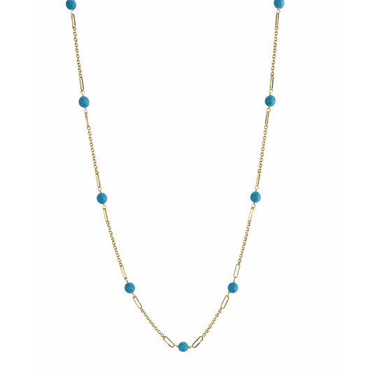 14k Turquoise Paperclip Station Necklace