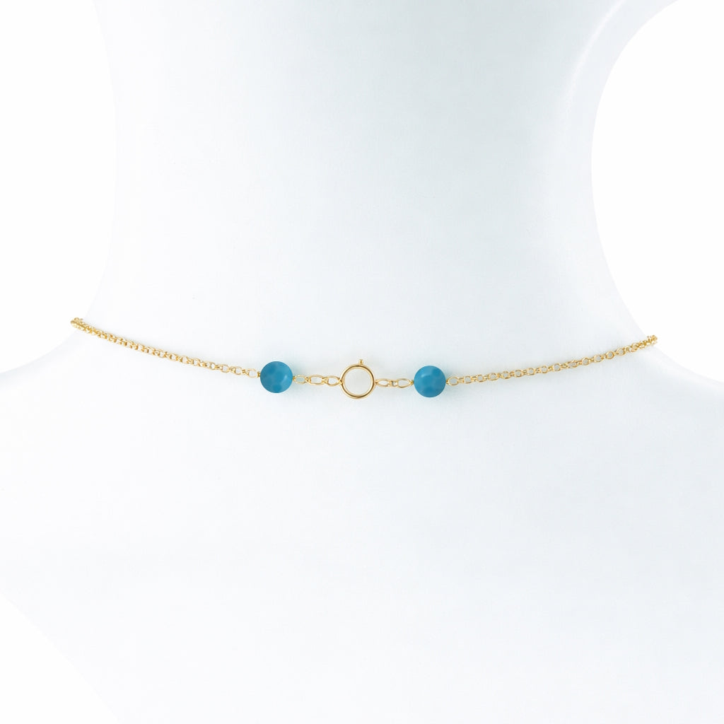 14k Turquoise Paperclip Station Necklace