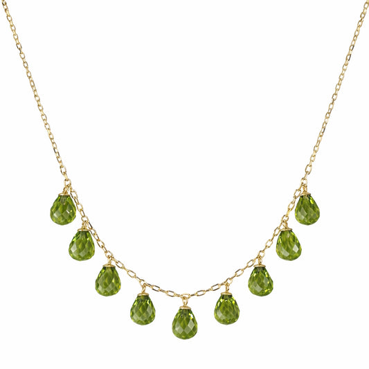14k Peridot 9 Drop Necklace