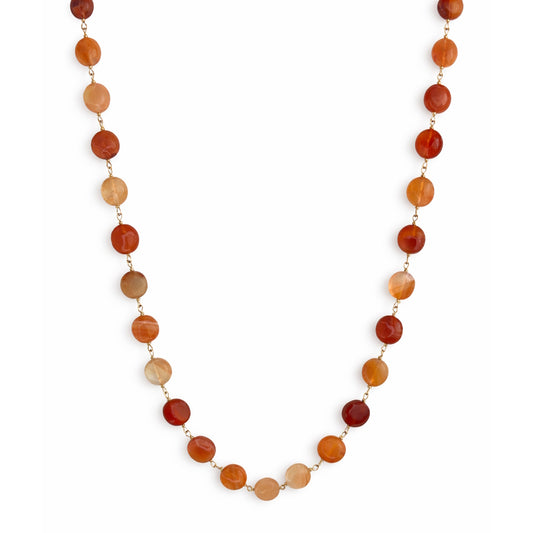 14k Red or Grey Agate Coin Link Necklace