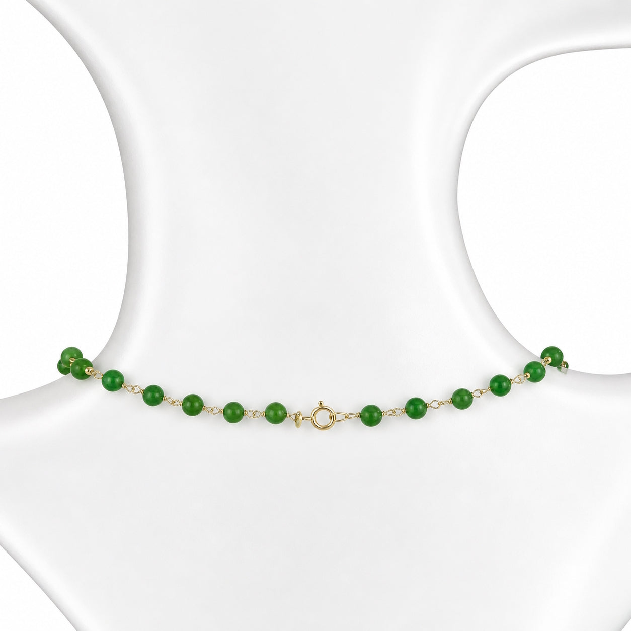 14k Green Jade Link Pear Shape Pendant Necklace