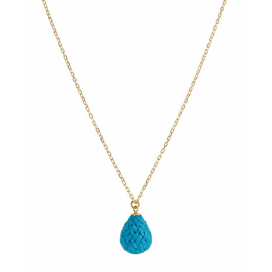 14k Turquoise Woven Drop Pendant Necklace