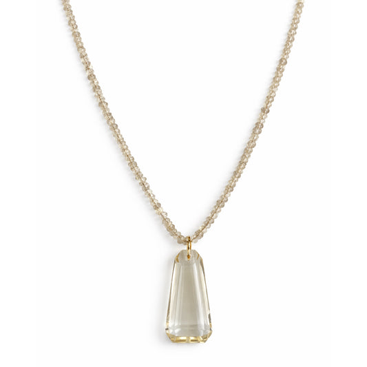 14k Lemon Quartz Pendant Necklace