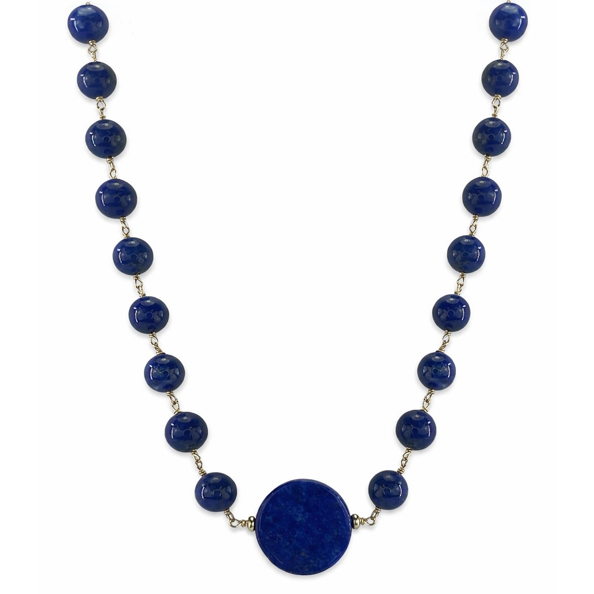 14k Lapis Coin Center Link Necklace