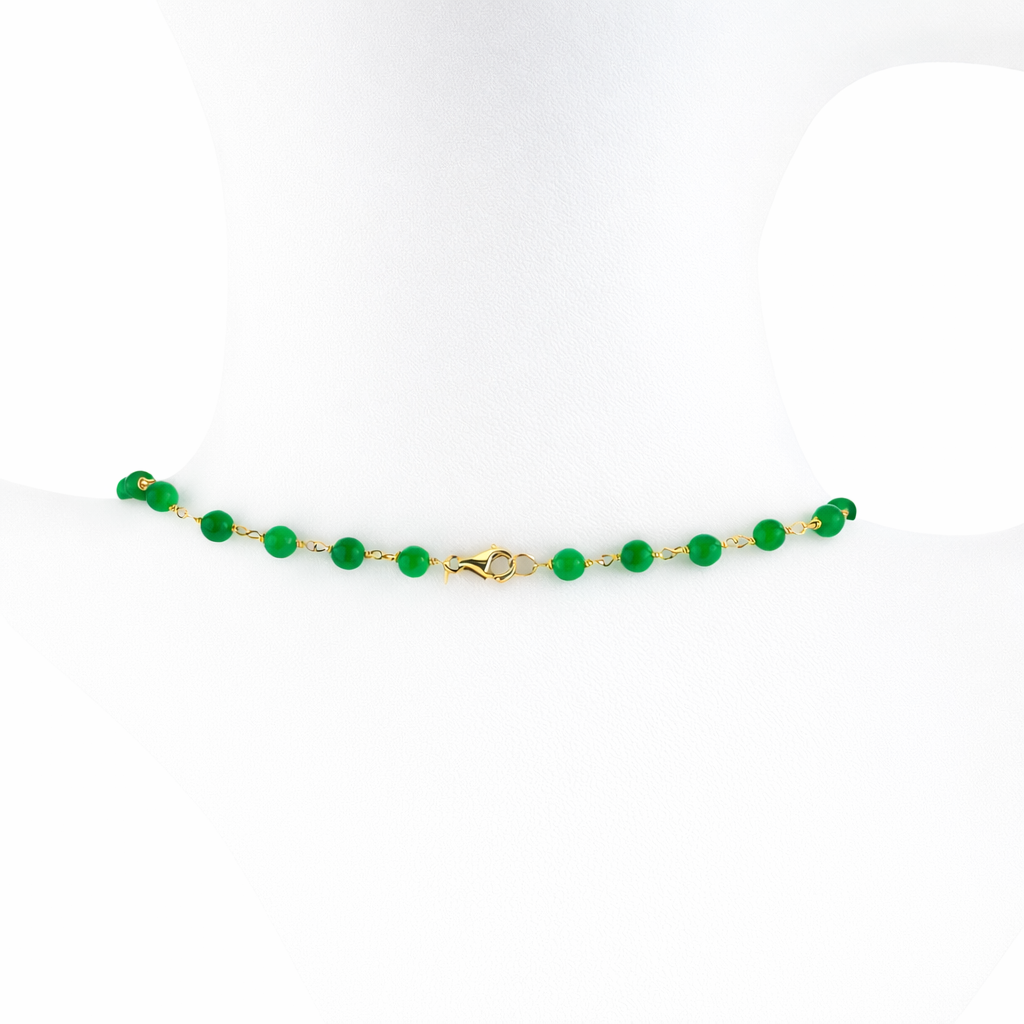 14k Green Jade Link with Sheep Pendant Necklace